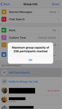 Limite de groupe WhatsApp