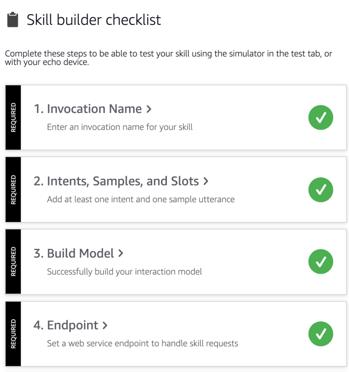 liste de contrôle du constructeur de compétences