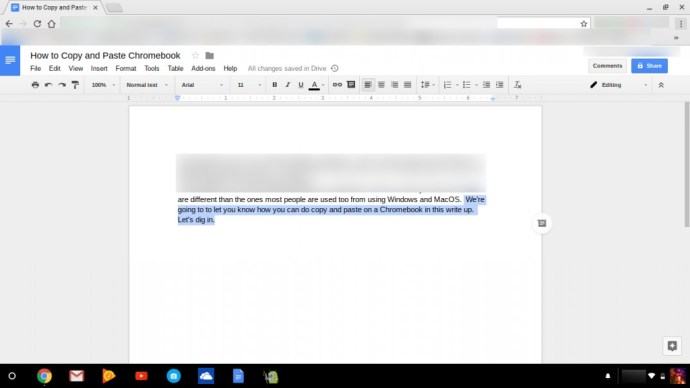 Texte en surbrillance du Chromebook