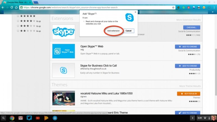 Ajouter une extension Skype