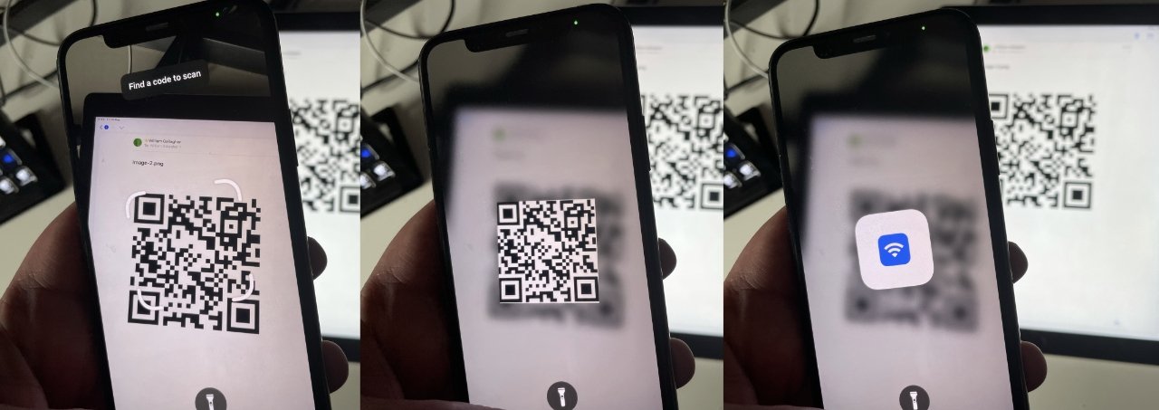 LR votre invité cherche un code QR, l'iPhone l'enregistre et il déverrouille le réseau