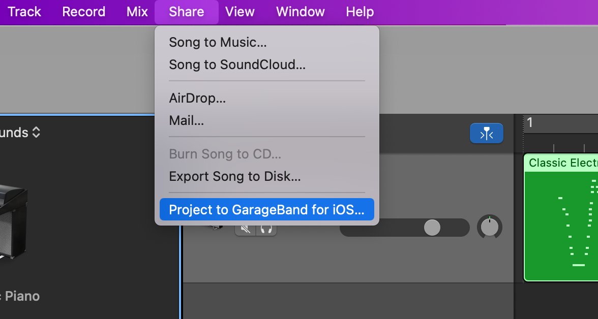 Vous pouvez également transférer le projet GarageBand de macOS vers iOS et l'exporter sur votre iPhone. 