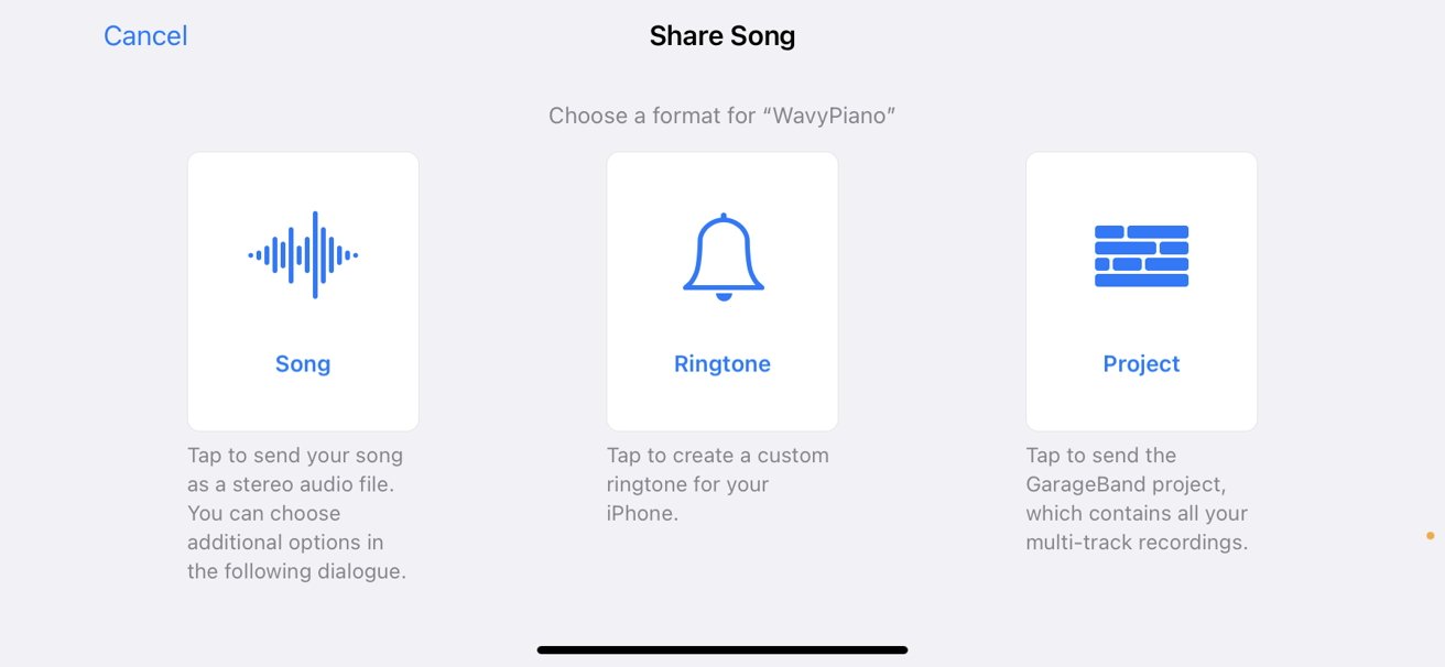 Le partage de la chanson dans GarageBand sur iOS vous permet de l'enregistrer en tant que sonnerie directement sur l'appareil. 