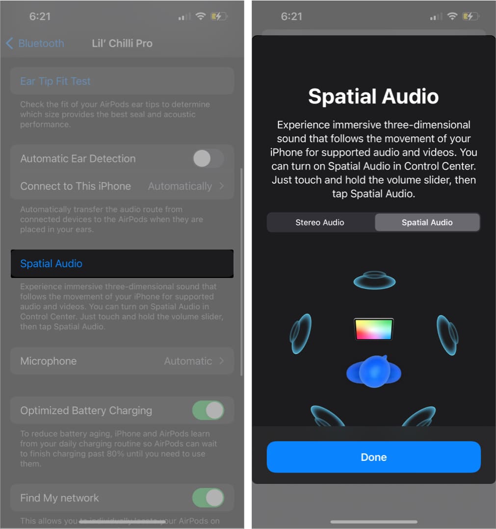 Activer l'audio spatial dans iOS 15