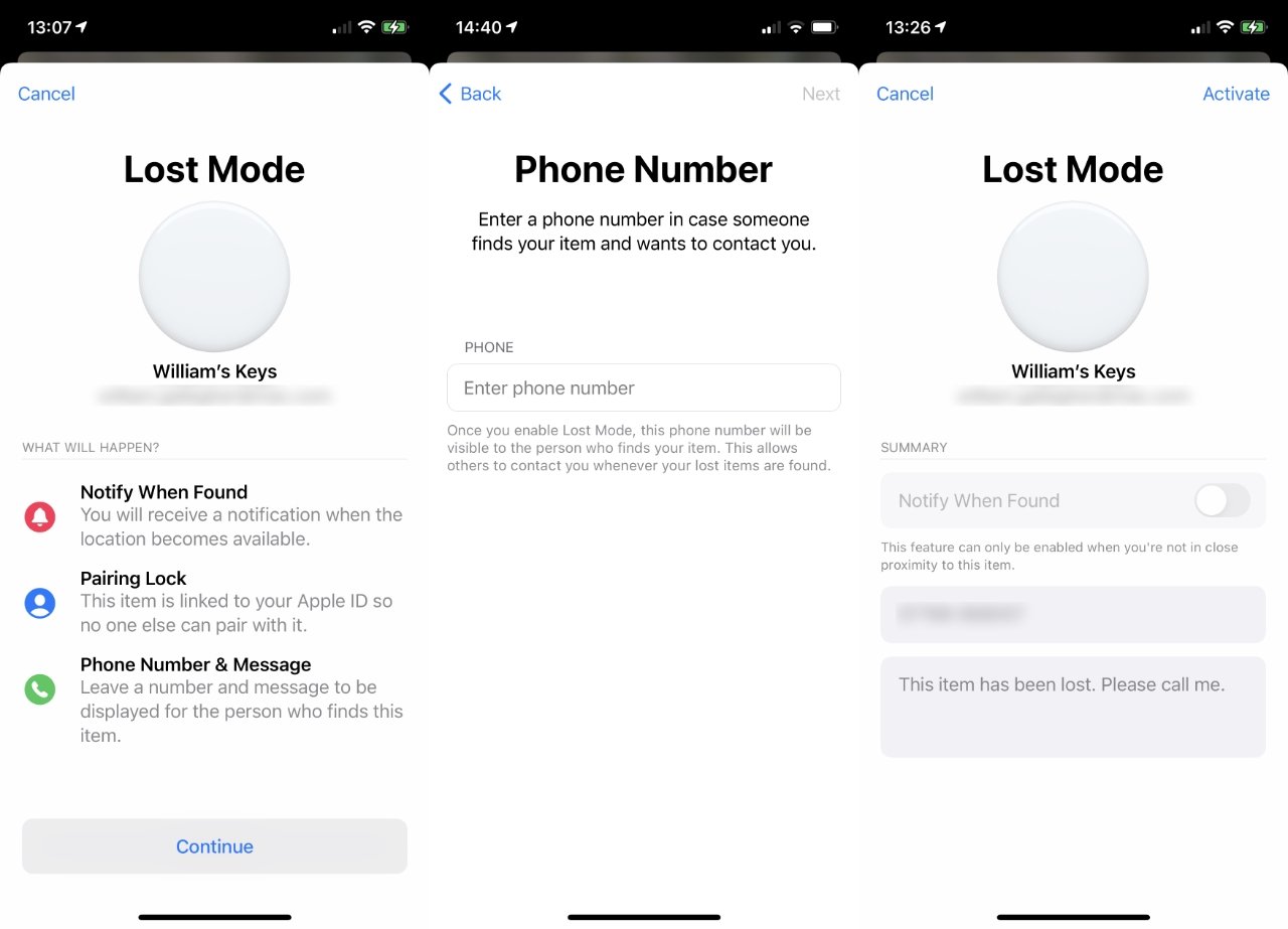 Appuyez pour activer le mode Perdu, puis saisissez un numéro de téléphone et un message