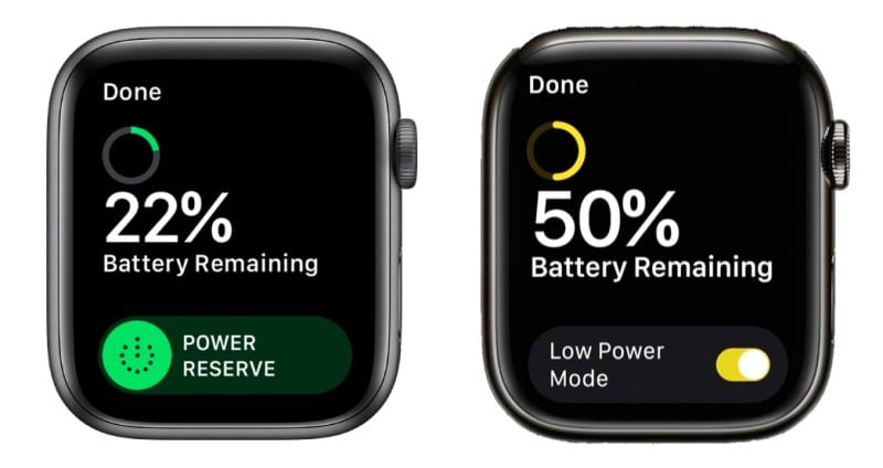 Mode faible consommation vs mode réserve de marche sur Apple Watch