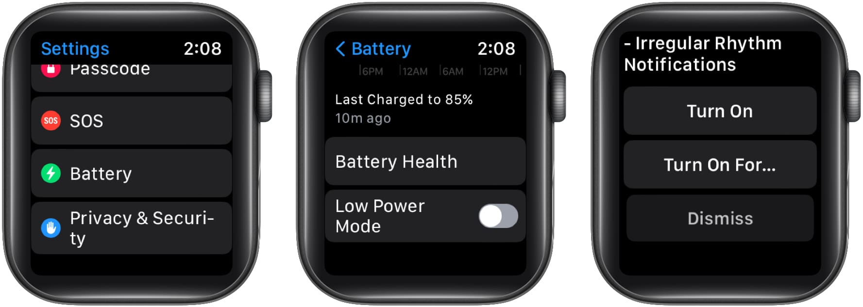 Activez le mode faible consommation à partir des paramètres de l'Apple Watch