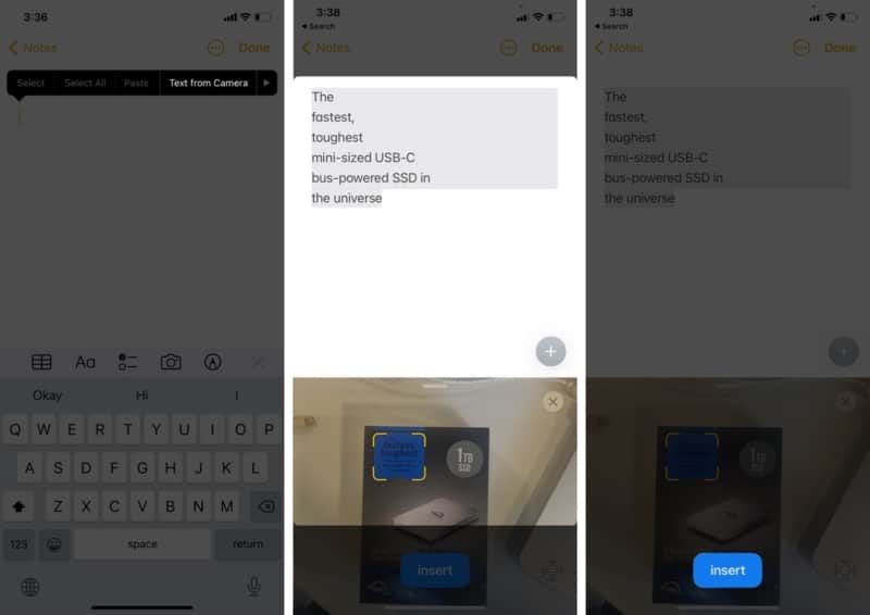 Comment copier du texte depuis l'appareil photo dans n'importe quelle application