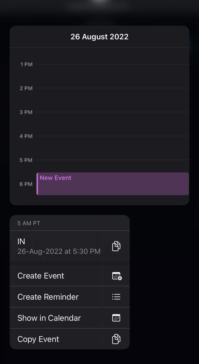 Créer un événement dans le calendrier à l'aide de Live Text sur iPhone