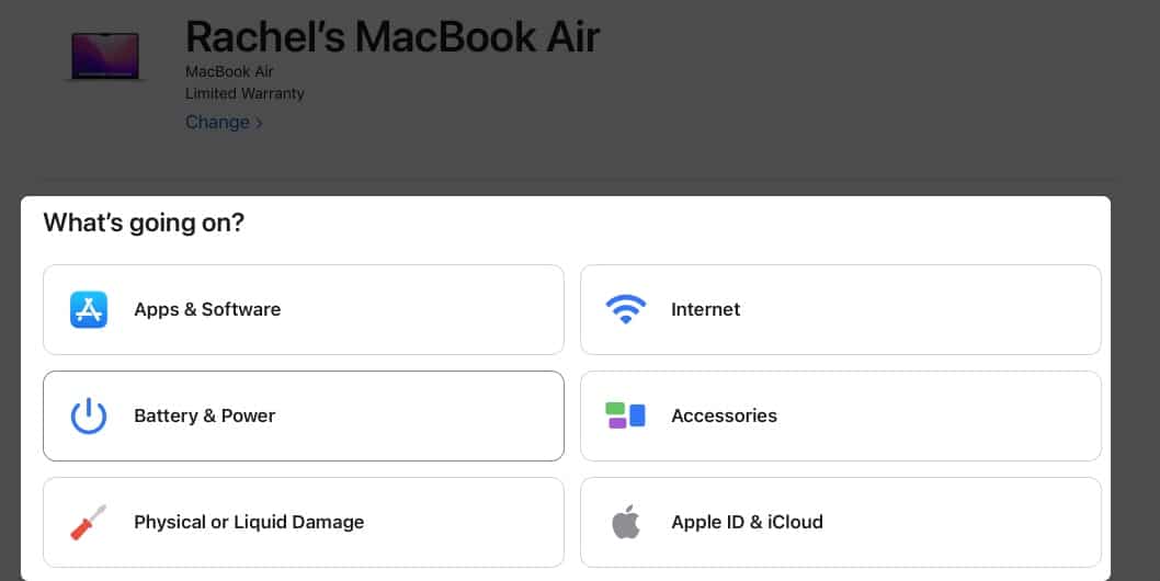 Options d'assistance sur la page d'assistance Apple pour les rendez-vous Genius Bar