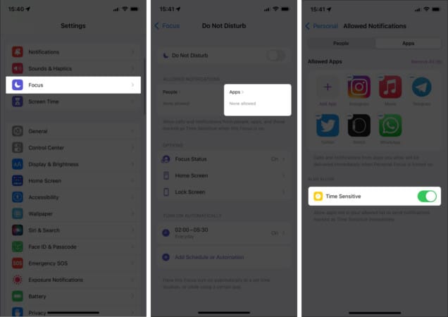 Désactiver les notifications sensibles au temps sur iPhone