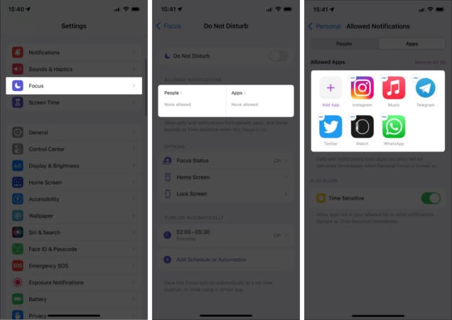 Vérifier les applications et les contacts de la liste blanche sur iPhone