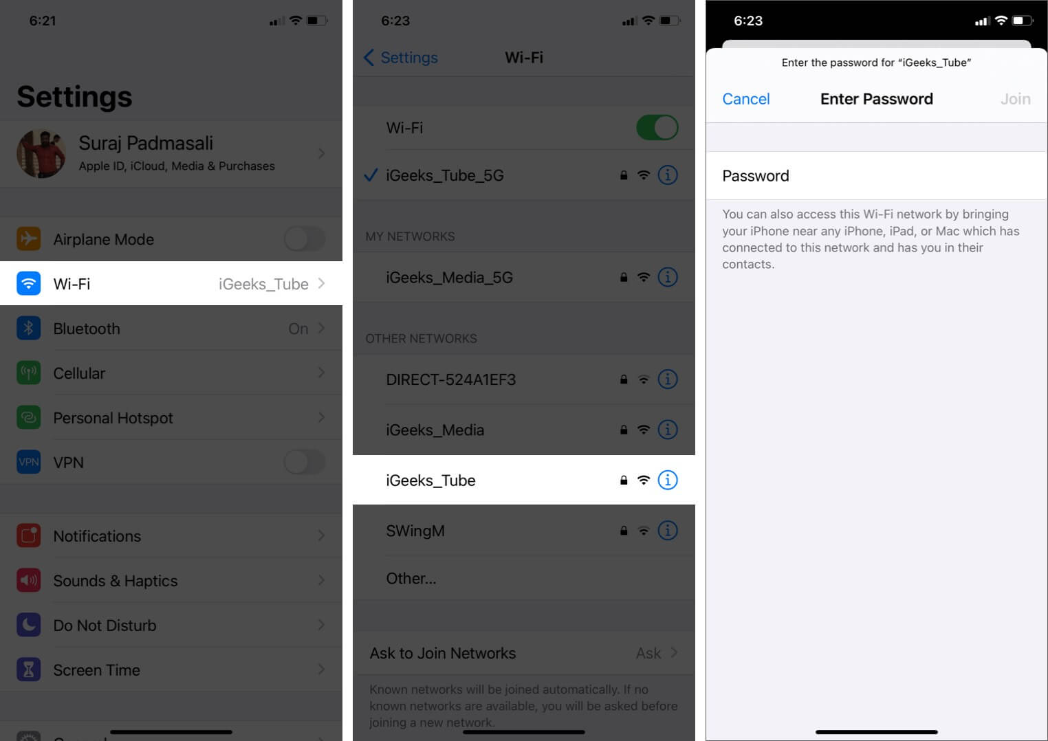 rejoindre le réseau wi-fi sur iphone