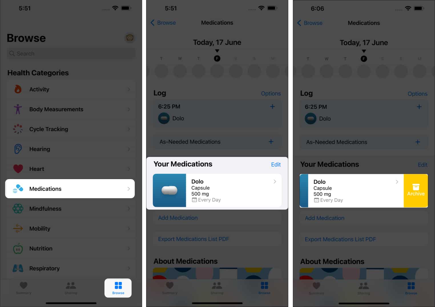 Archiver les rappels de médicaments sur iPhone