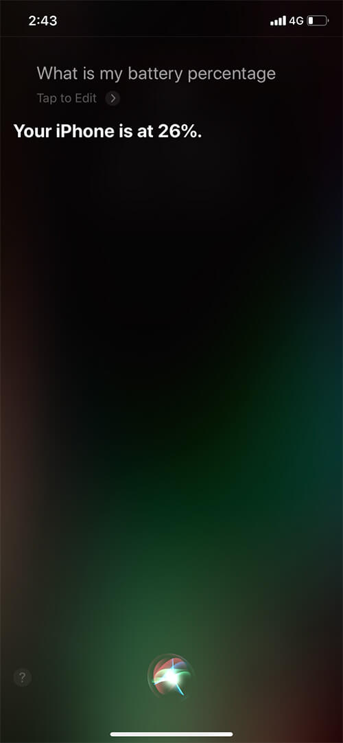 Demander à Siri d'afficher le pourcentage de batterie sur l'iPhone 11 Pro Max