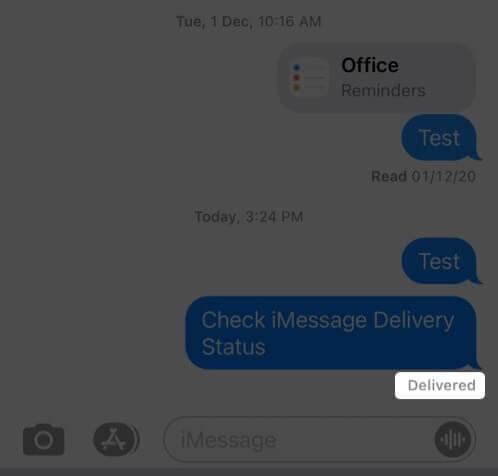Vérifier l'état de livraison d'iMessage sur iPhone