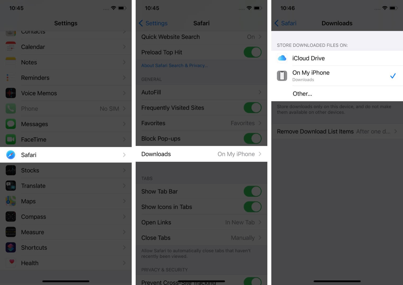 Modifier l'emplacement de téléchargement par défaut de Safari sur iPhone