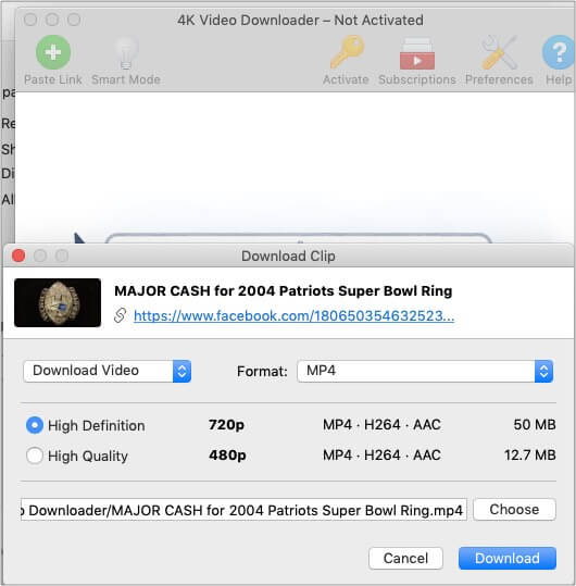 Sélectionnez la qualité de fichier SD ou HD et cliquez sur Télécharger