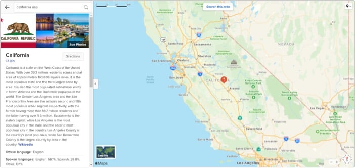 Cliquez sur l'onglet Itinéraire dans Apple Maps sous Windows
