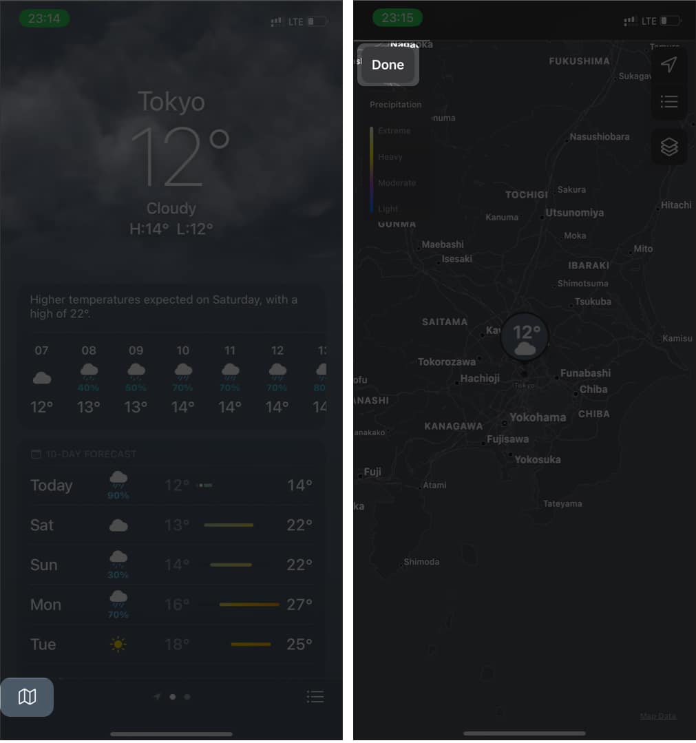 Comment accéder aux cartes météo sur iPhone