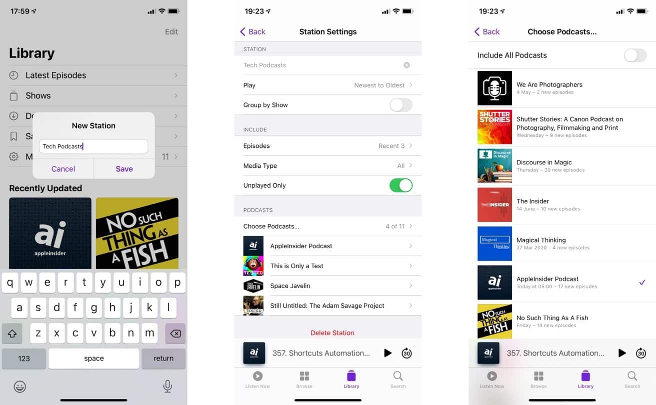 Création d'une station de podcast dans iOS et iPadOS. 