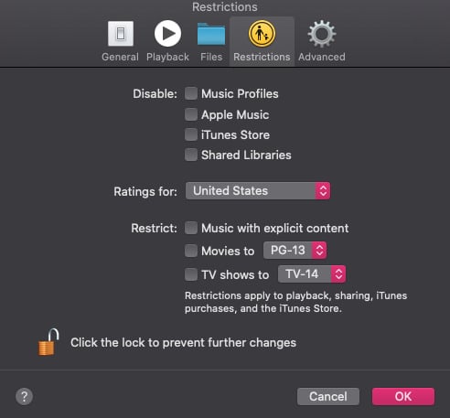 Désactiver le contenu explicite dans Apple Music sur macOS Catalina