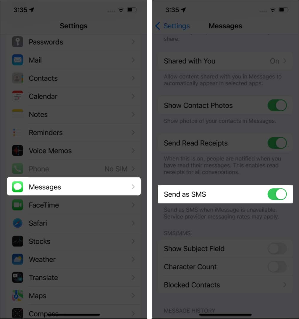 Envoyer iMessage sous forme de SMS texte sur iPhone