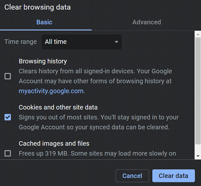 Code d'erreur Netflix M7353 - Comment réparer - Effacer les données de navigation