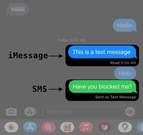 Vérifiez la couleur de la bulle iMessage sur iPhone