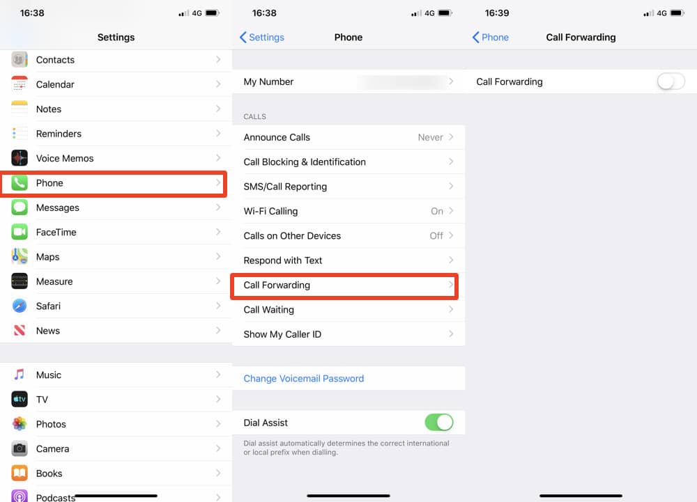 Étapes pour configurer le transfert d'appel sur iPhone.