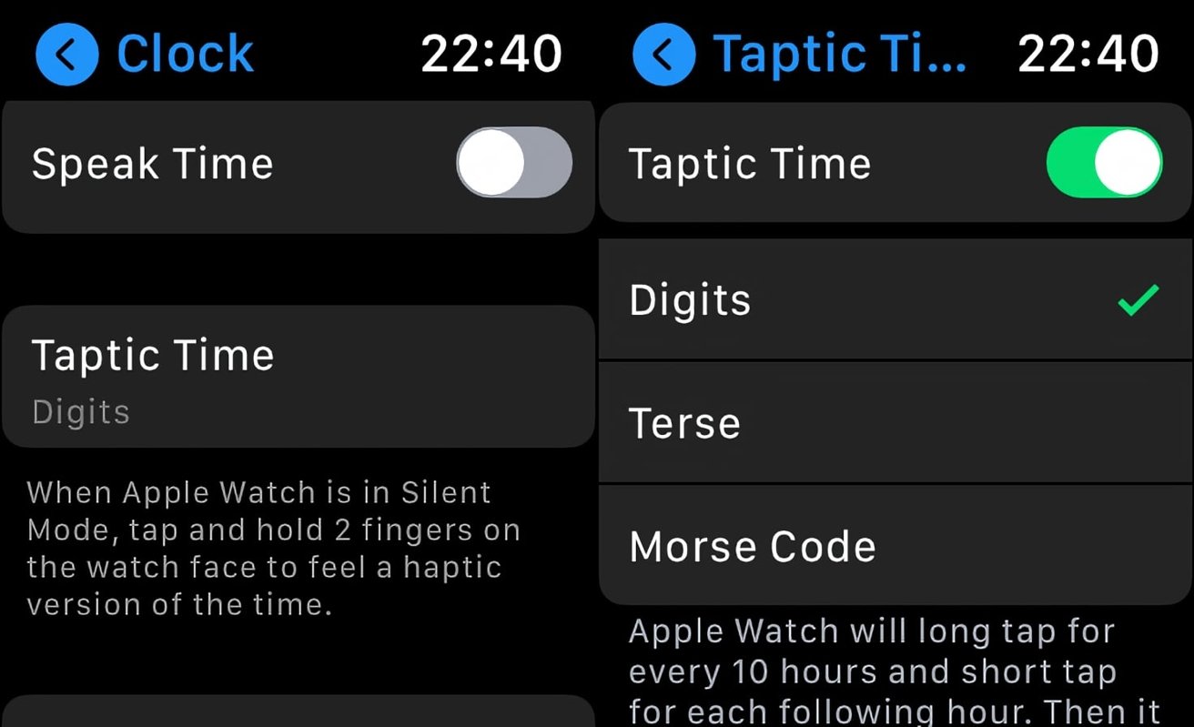 La configuration de Taptic Time se fait dans le menu Horloge de l'application Paramètres. 