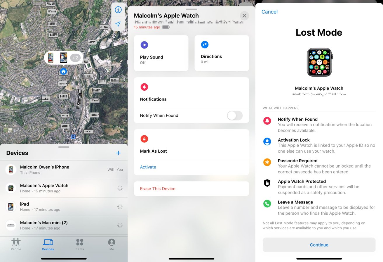 L'application iPhone Find My offre des options simples pour retrouver l'Apple Watch, la mettre en mode Perdu ou l'effacer à distance. 