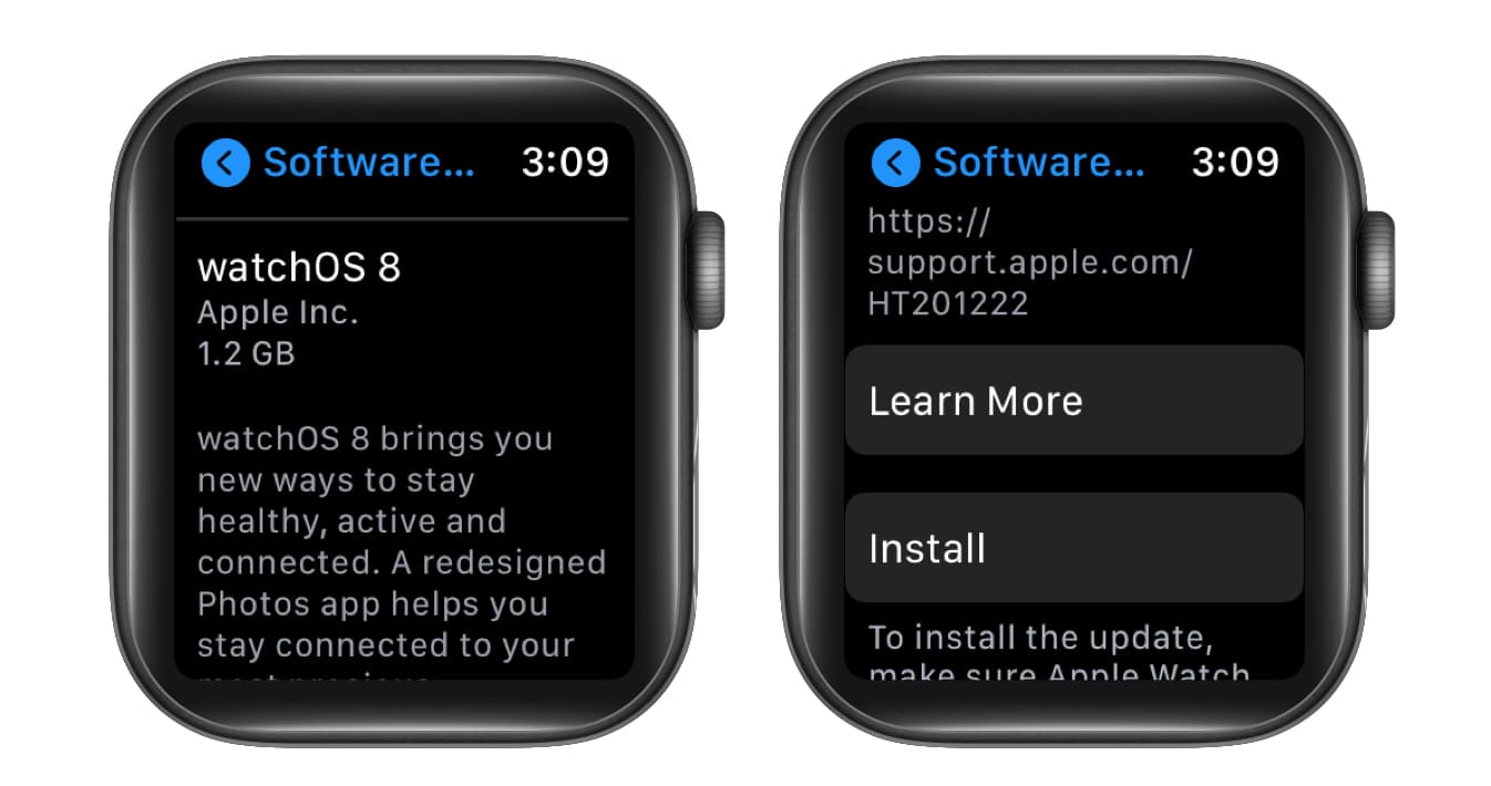 Installer watchOS 8 sur Apple Watch